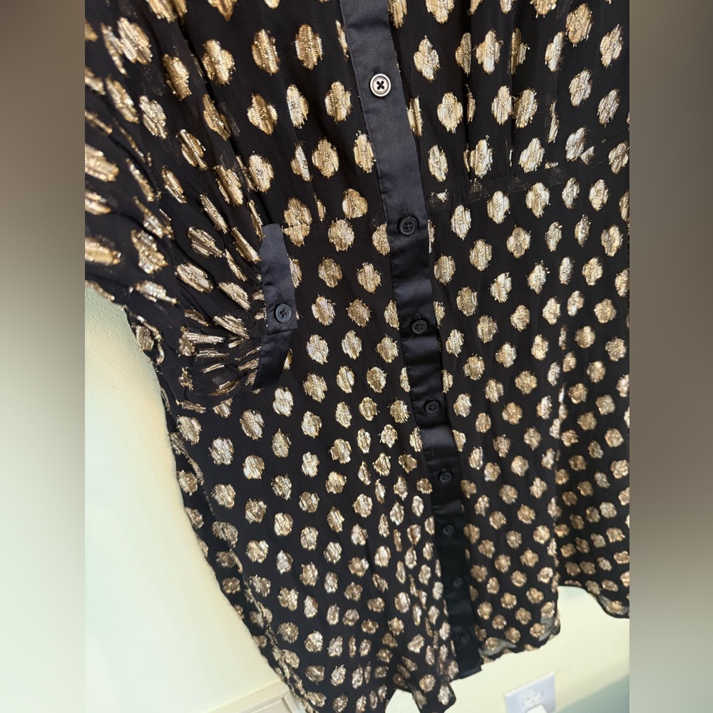 Halogen Foil Dot Empire Waist Shirtdress *GREAT USED CONDITION* - Picture 9 of 13